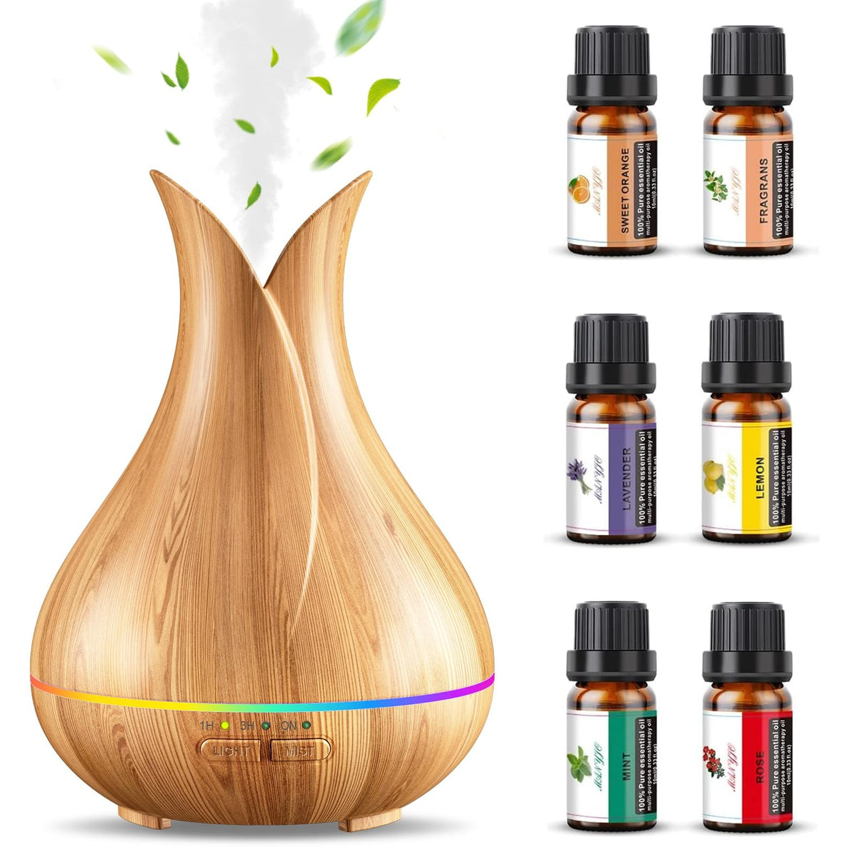 Pack diffuseur en bois et 6 huiles essentielles